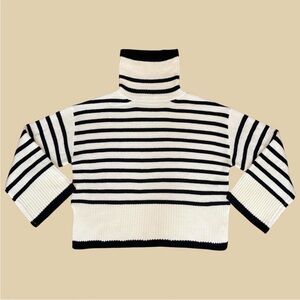 Vernacular Nadia Stripe Turtleneck Sweater - Small (Black & Cream Striped)